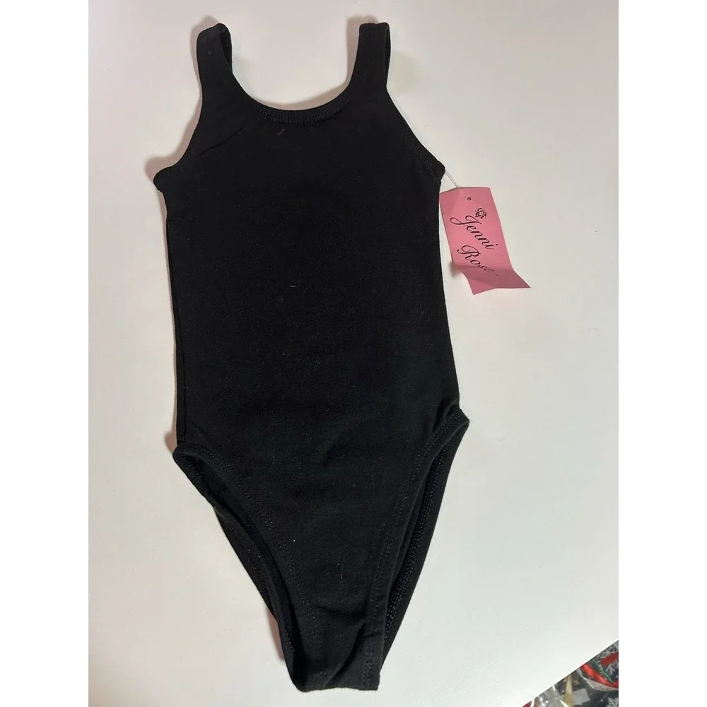 Jenni Rose Girls Size 4-6 Black Dance Leotard Thin Straps